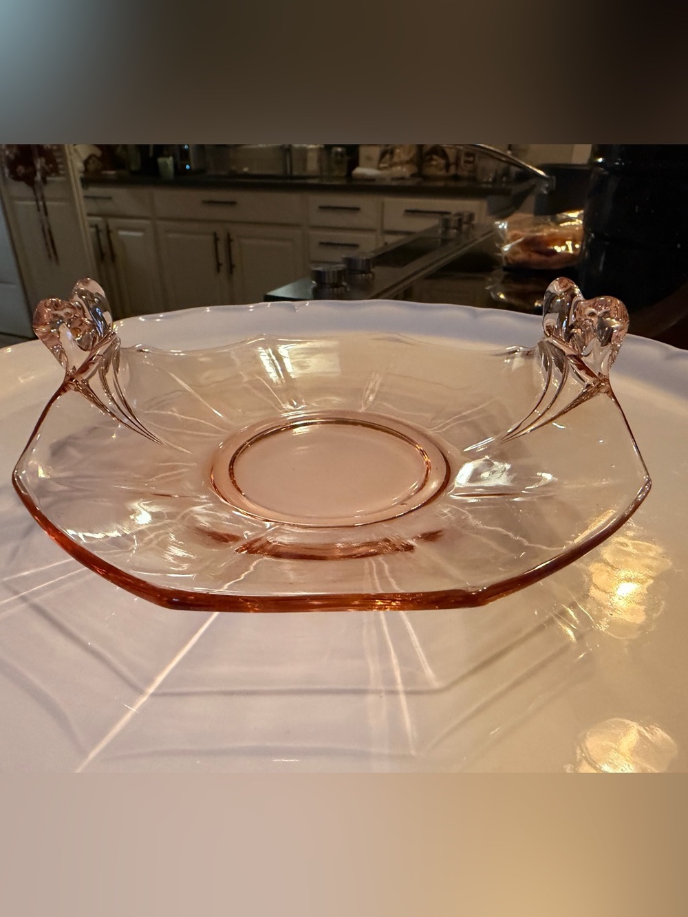 Vintage Fostoria Depression Glass Pink Small Serving Platter in Fairfax design.